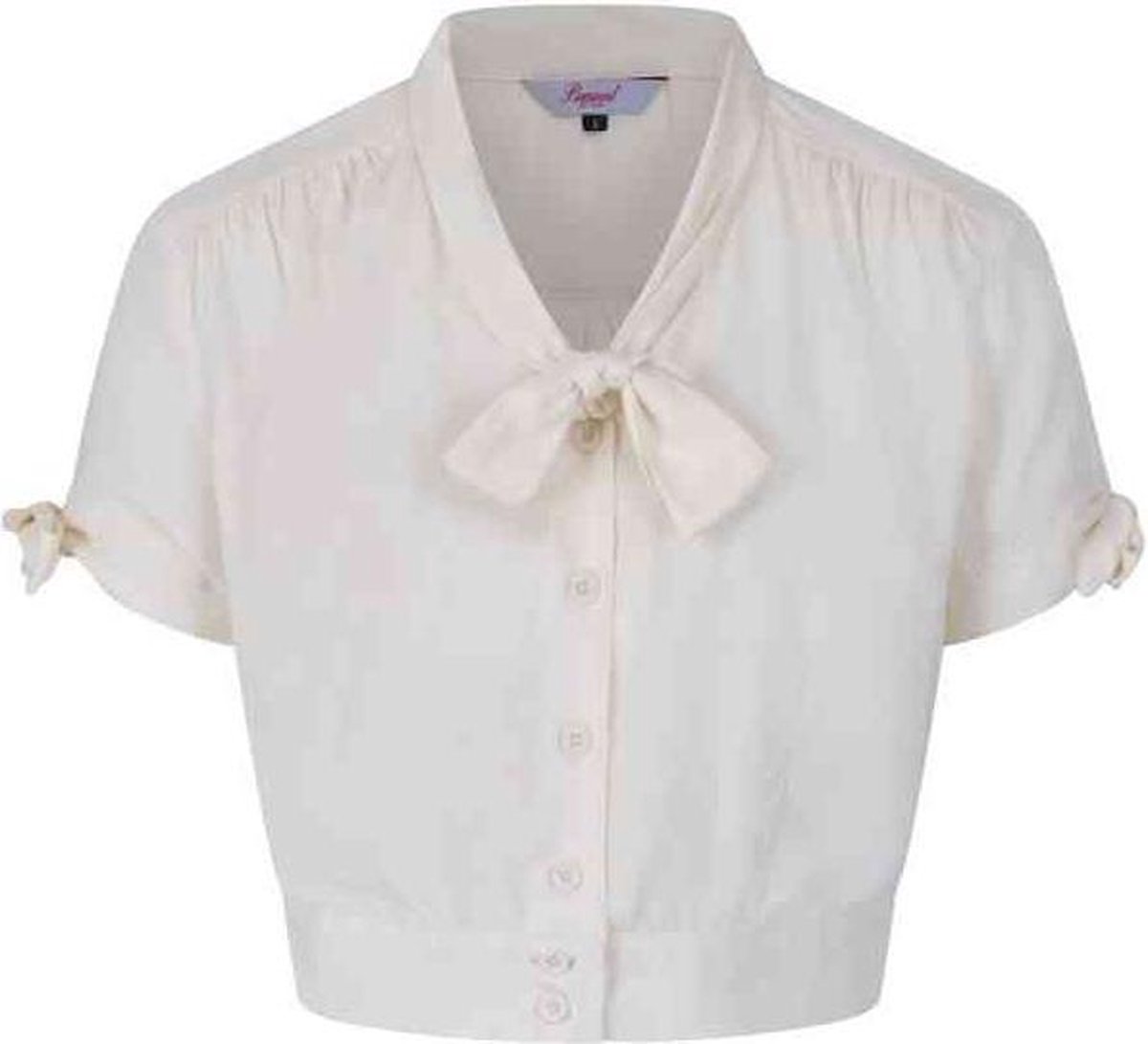 Dancing Days Blouse -S- PUSSY CROP Creme