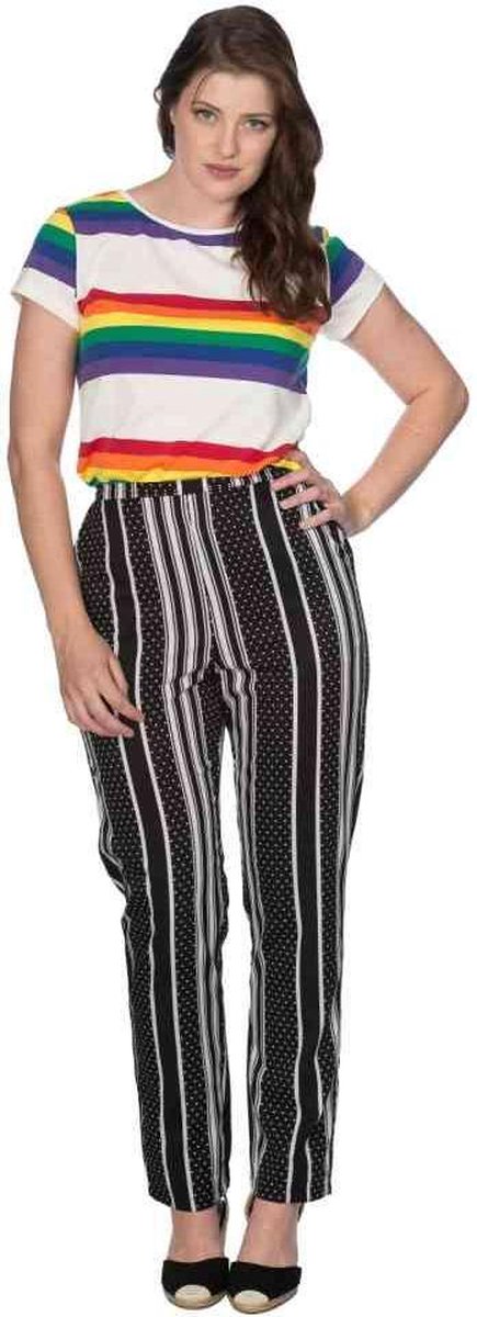 Dancing Days Broek rechte pijpen -2XL- SPOTS AND STRIPE Zwart