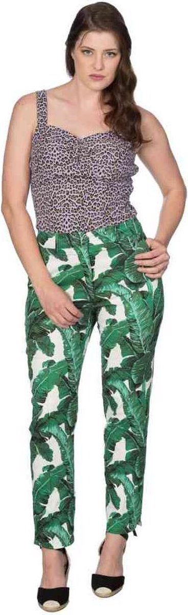 Dancing Days Broek rechte pijpen -L- TROPICAL LEAVES TROUSER Groen