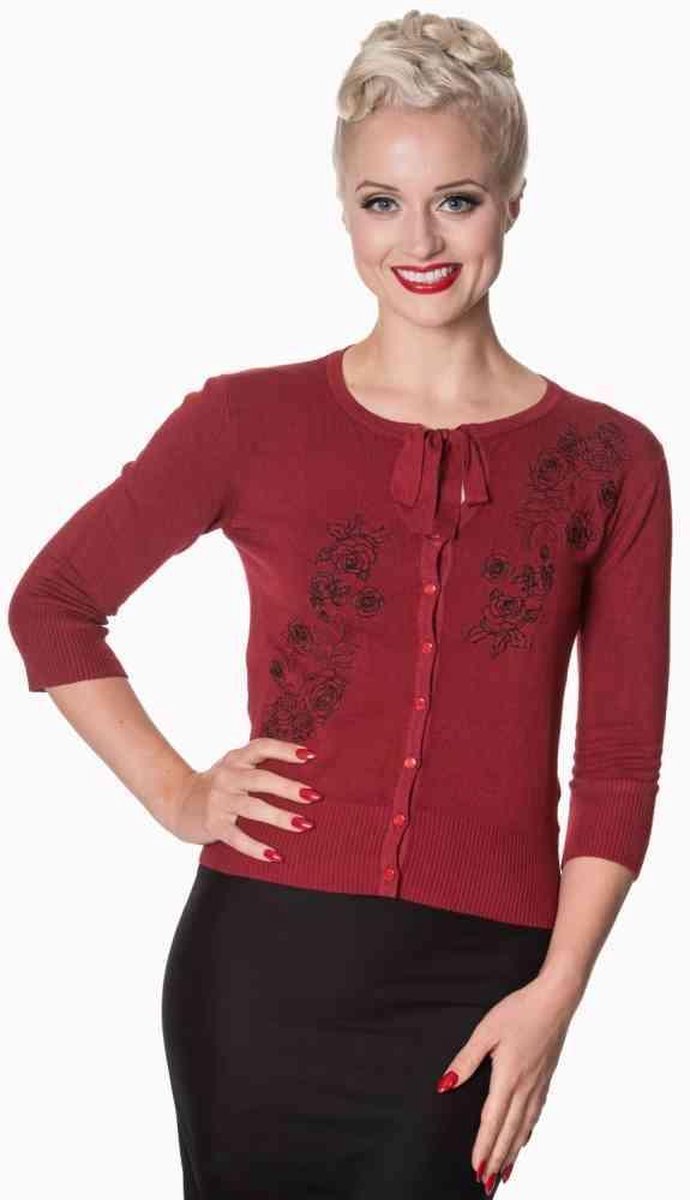 Dancing Days Cardigan -L- DELILAH Bordeaux rood