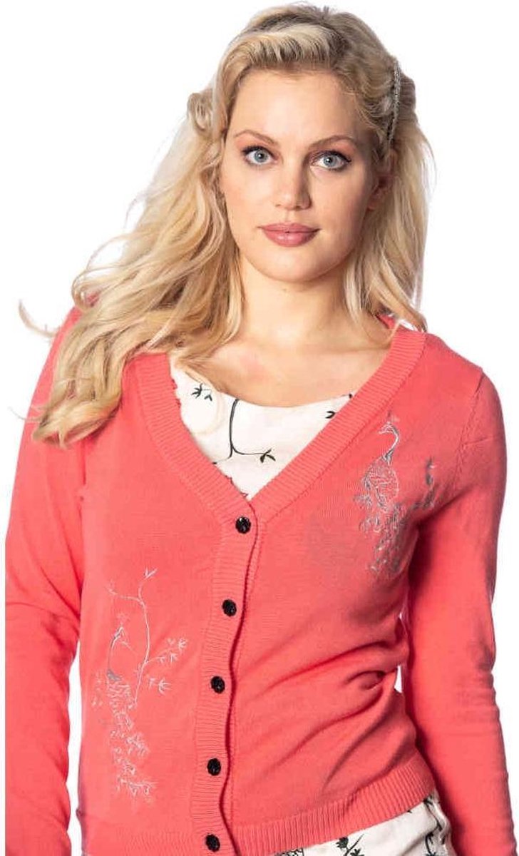 Dancing Days Cardigan -L- ELABORATE PEACOCK Roze