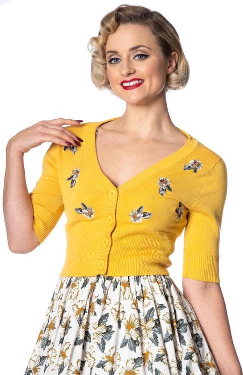 Dancing Days Cardigan -L- TIKI FLORAL Geel