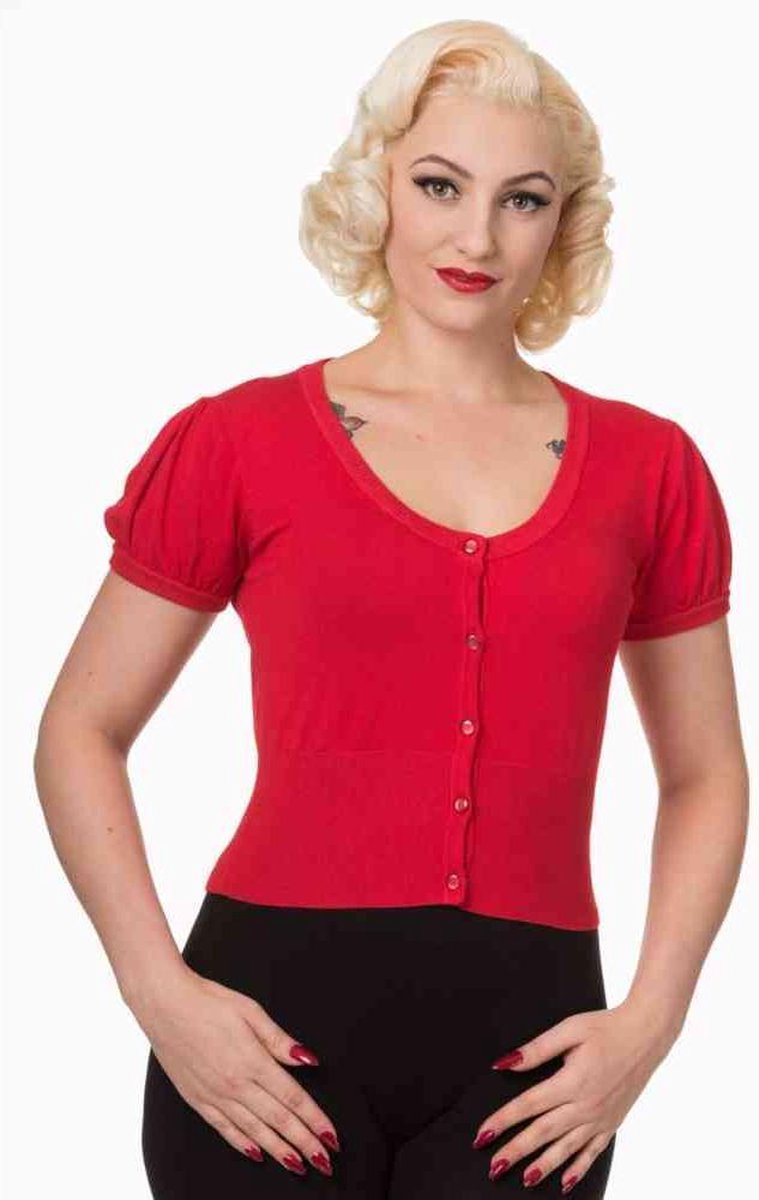 Dancing Days Cardigan -M- Short Plain Rood