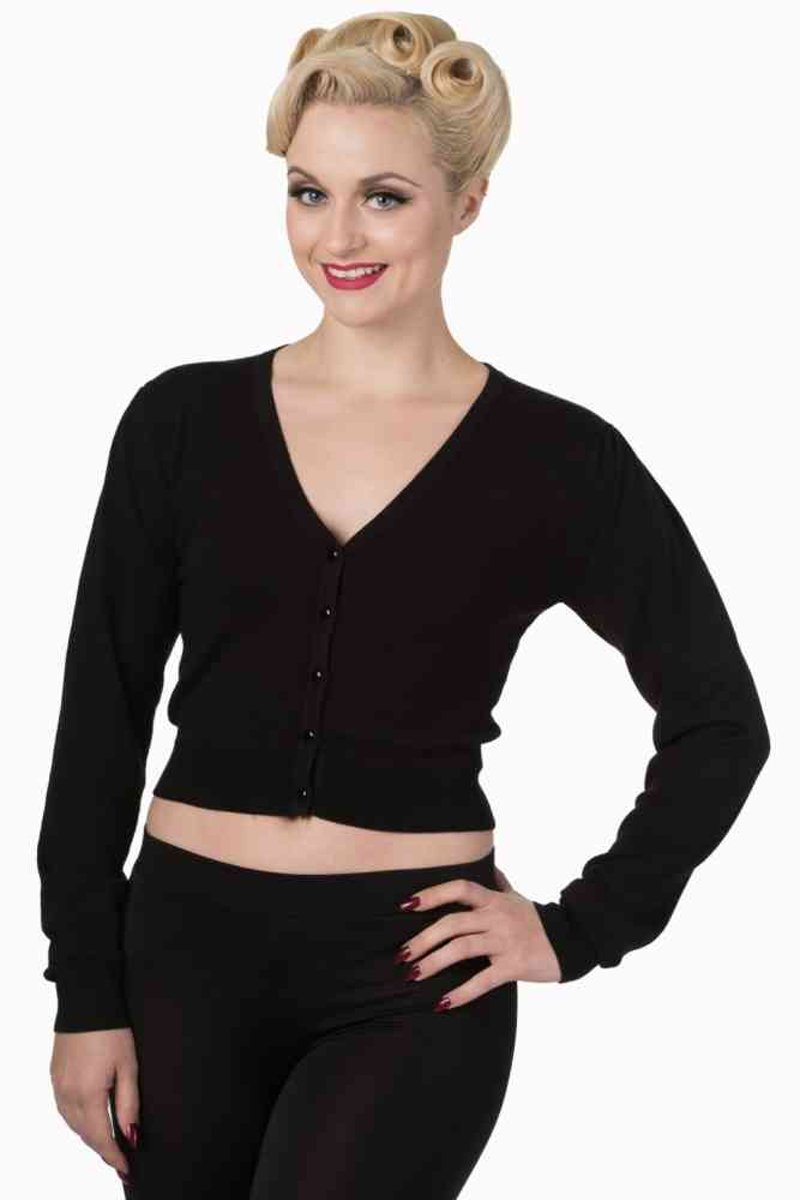 Dancing Days Cardigan -S- LITTLE LUXURY CROPPED Zwart