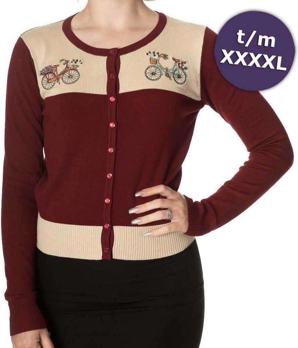 Dancing Days Cardigan -XXXL- Bicycle Bordeaux rood/Creme