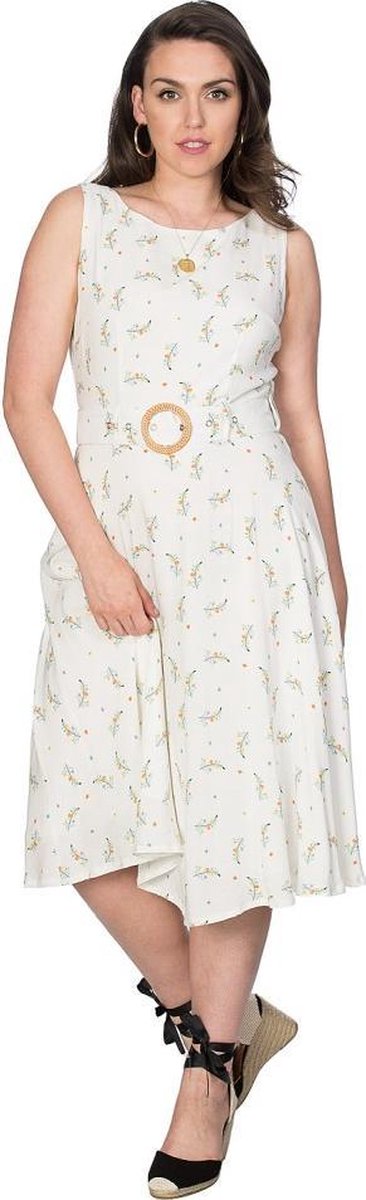 Dancing Days Flare jurk -2XL- SPRING SPRIG Creme