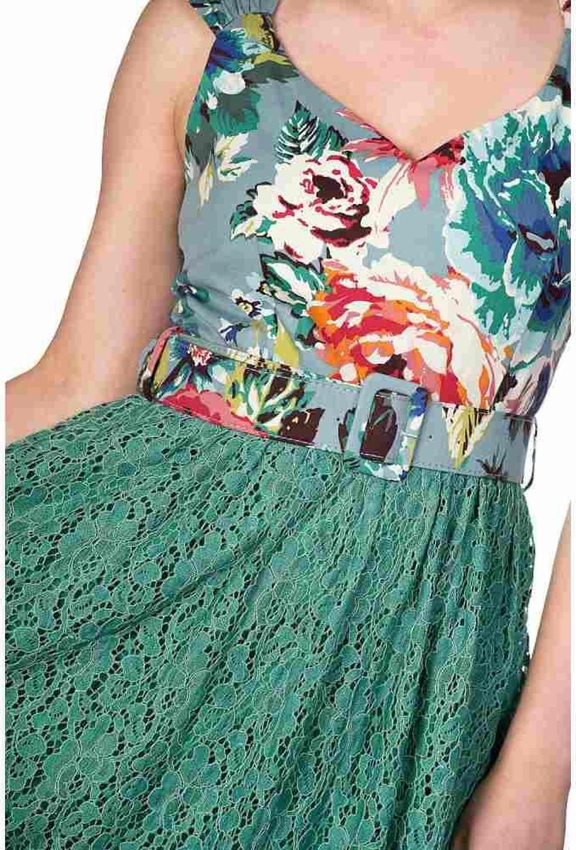 Dancing Days Flare jurk -3XL- MIXED FABRIC Groen