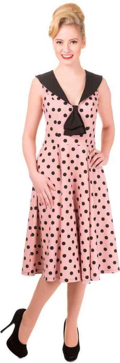 Dancing Days Flare jurk -L- Rival Polka dot Roze/Zwart