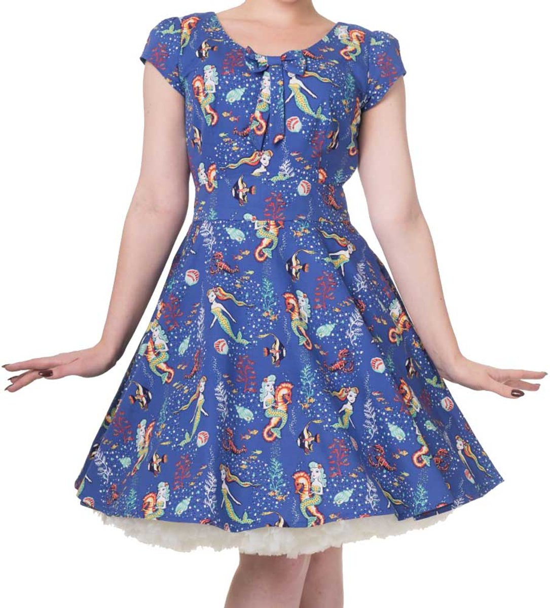 Dancing Days Flare jurk -M- MADE OF WONDER Blauw/Wit