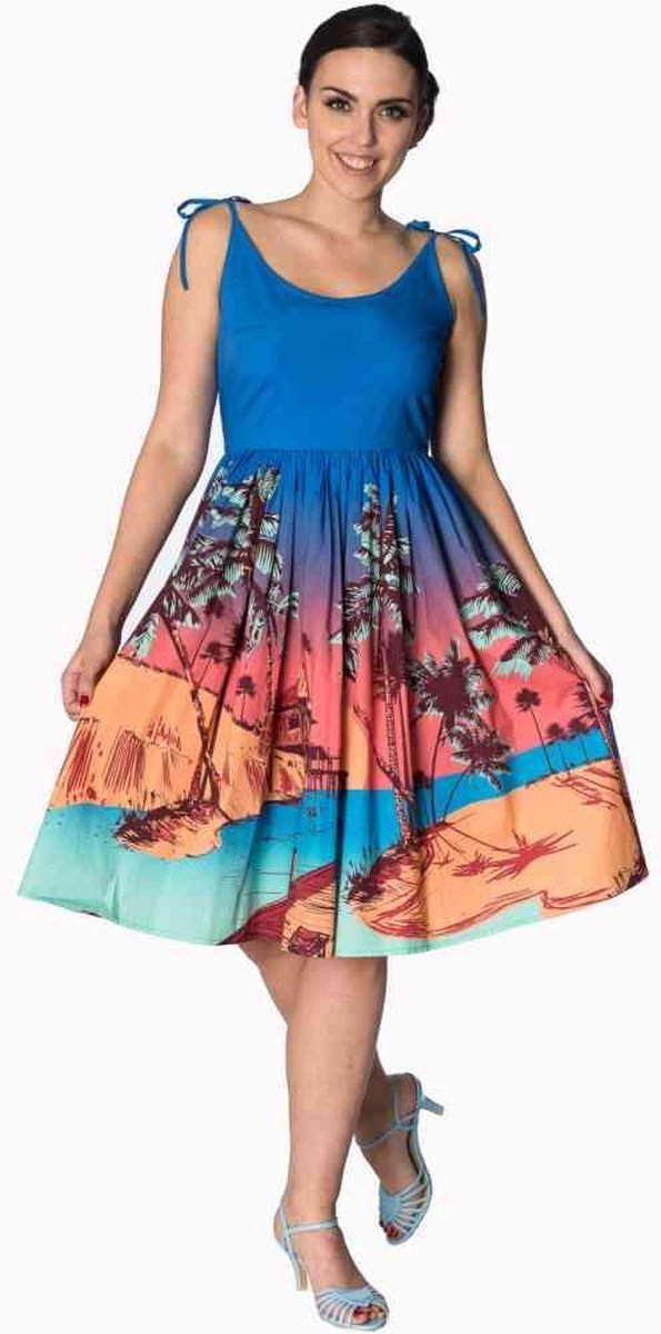 Dancing Days Flare jurk -M- TROPICAL Blauw