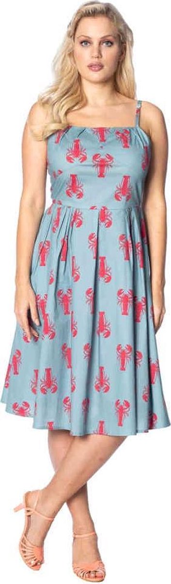 Dancing Days Flare jurk -XL- LOBSTER LOVE Blauw