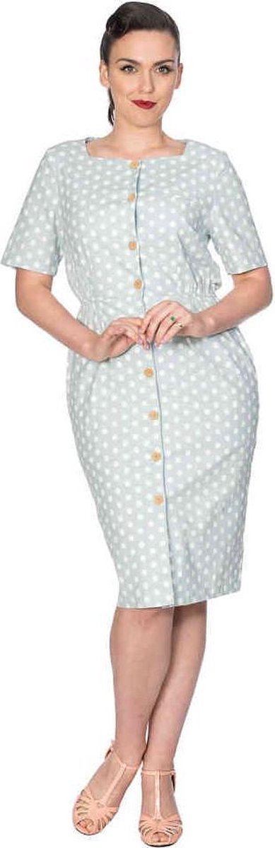 Dancing Days Kokerjurk -M- POLKA BUTTON UP Groen