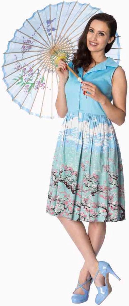 Dancing Days Korte jurk -2XL- ORIENTAL BLOSSOM 50S Blauw