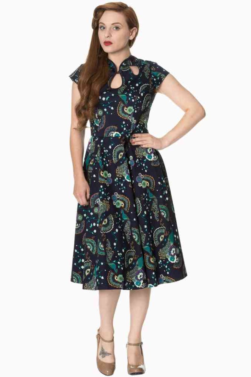 Dancing Days Korte jurk -3XL- PROUD PEACOCK CUT OUT Blauw