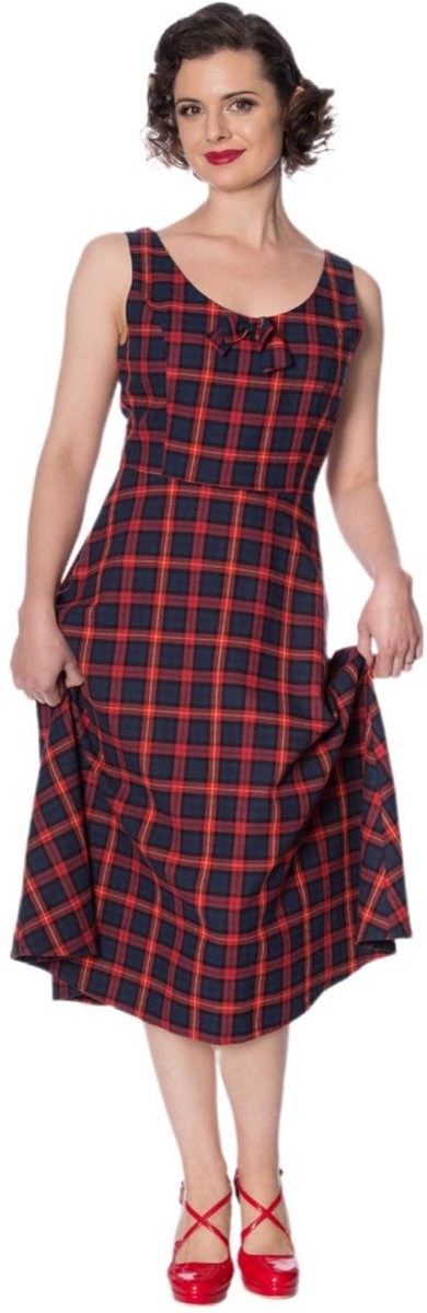 Dancing Days Lange jurk -XL- CHRISTMAS CHECK Rood/Blauw