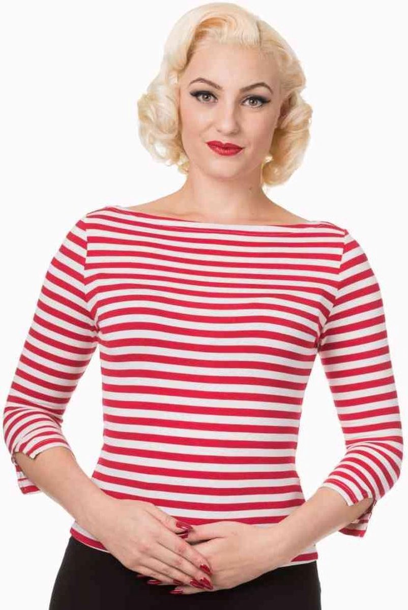 Dancing Days Longsleeve top -L- MODERN LOVE Wit/Rood