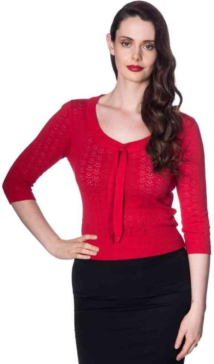 Dancing Days Longsleeve top -M- 50S POINTELLE Rood