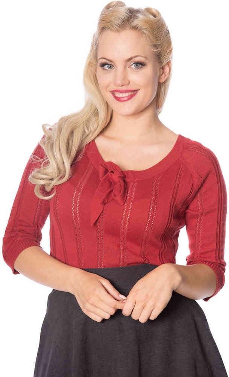 Dancing Days Longsleeve top -M- BELLE BOW PIONTELLE Rood