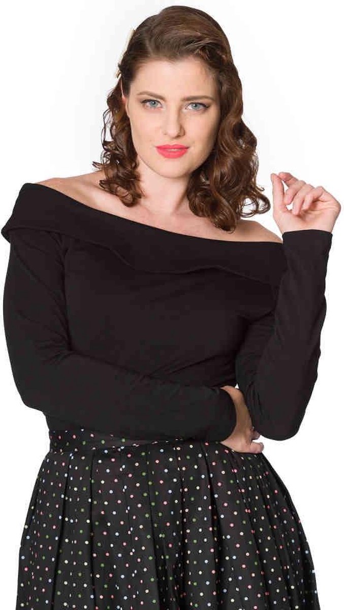 Dancing Days Off shoulder top -2XL- BARDOT LOVE Zwart