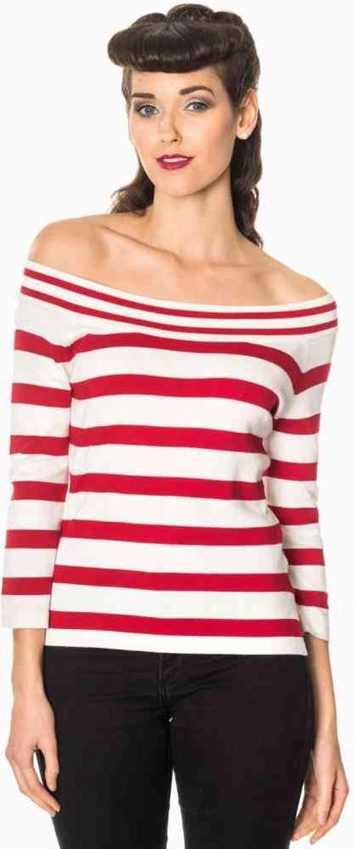 Dancing Days Off shoulder top -L- AHOI Wit/Rood