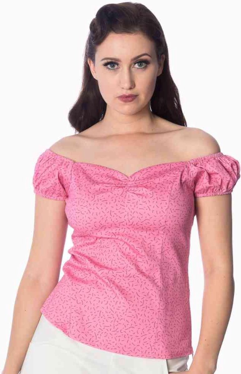 Dancing Days Off shoulder top -M- BALLERINA SPOT Roze