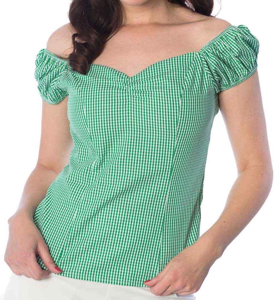 Dancing Days Off shoulder top -M- Summer loving Groen