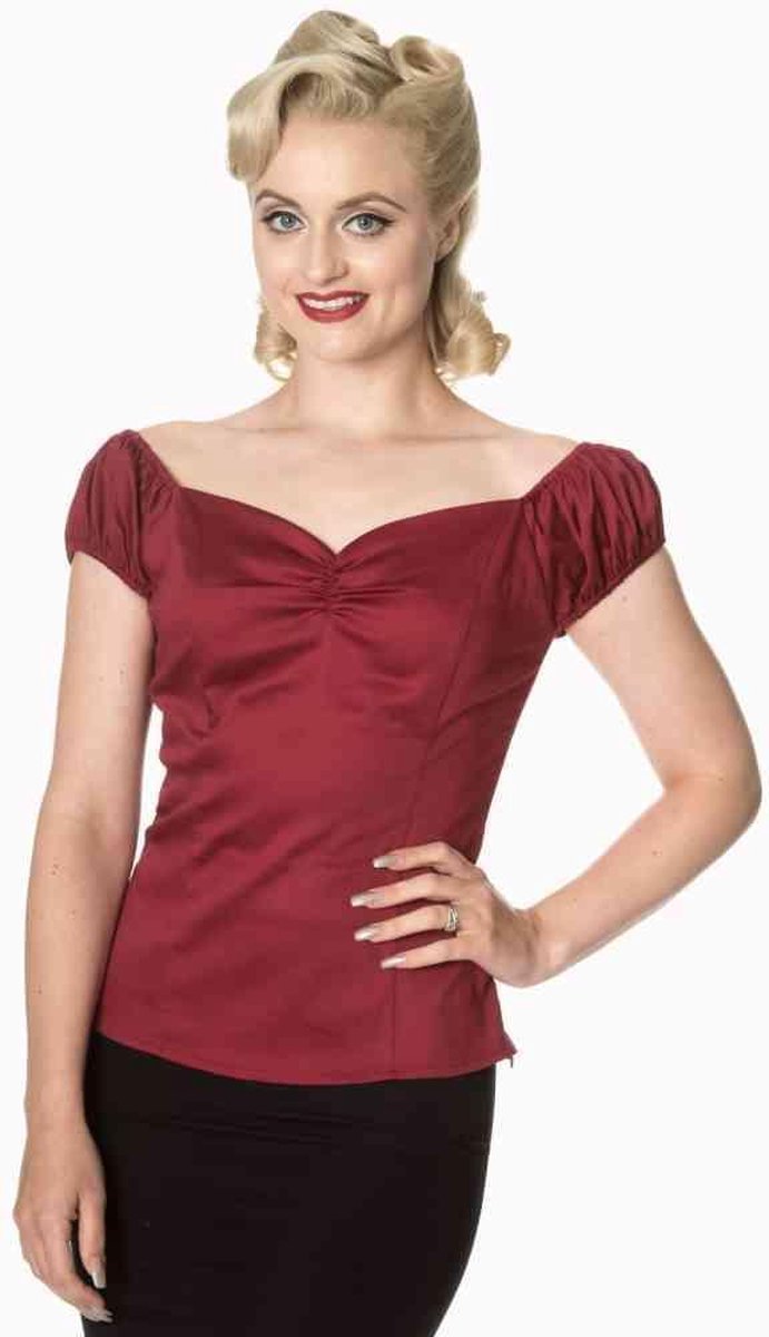 Dancing Days Off shoulder top -M- WINNIE Bordeaux rood