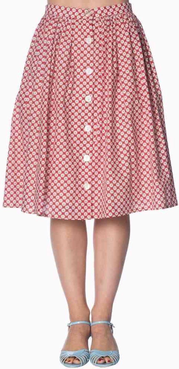 Dancing Days Rok -2XL- DITSY DAISY 50S Rood