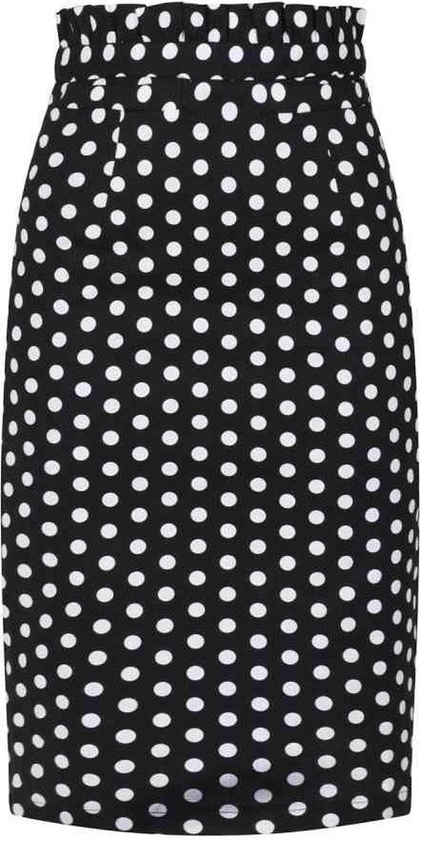 Dancing Days Rok -2XL- POLKA FRILL PENCIL SKIRT Zwart