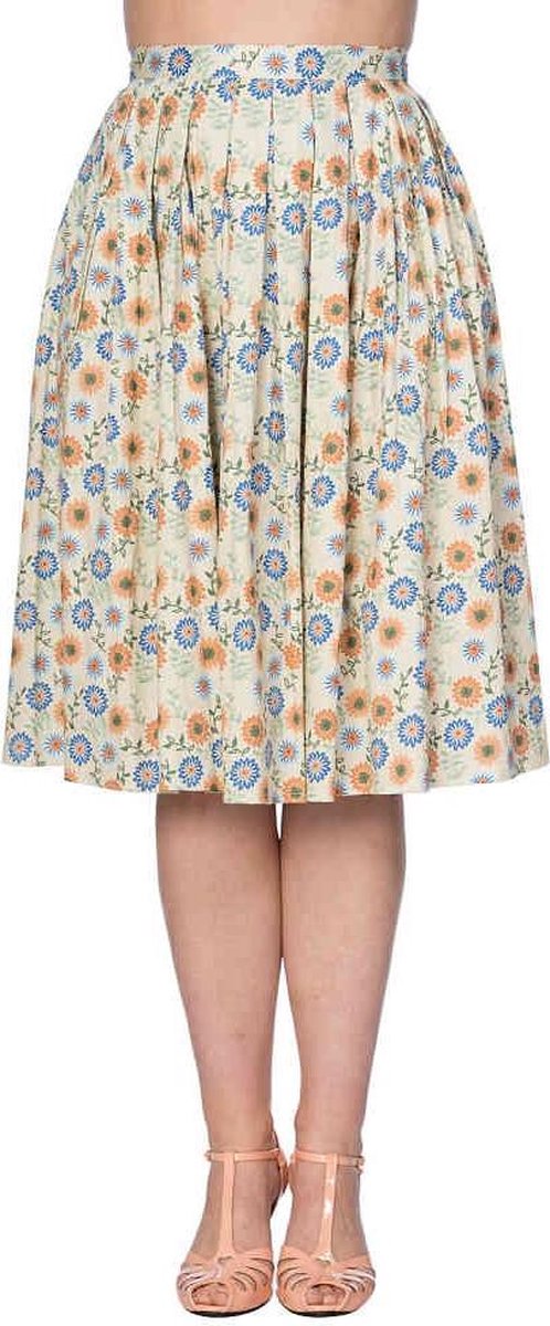 Dancing Days Rok -L- FLOWER POWER PLEAT SKIRT Creme