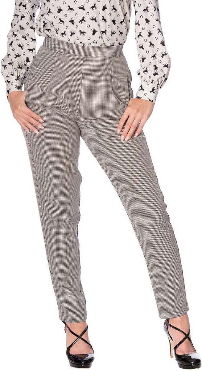 Dancing Days Skinny fit broek -L- BETTY HOUNDSTOOTH Grijs