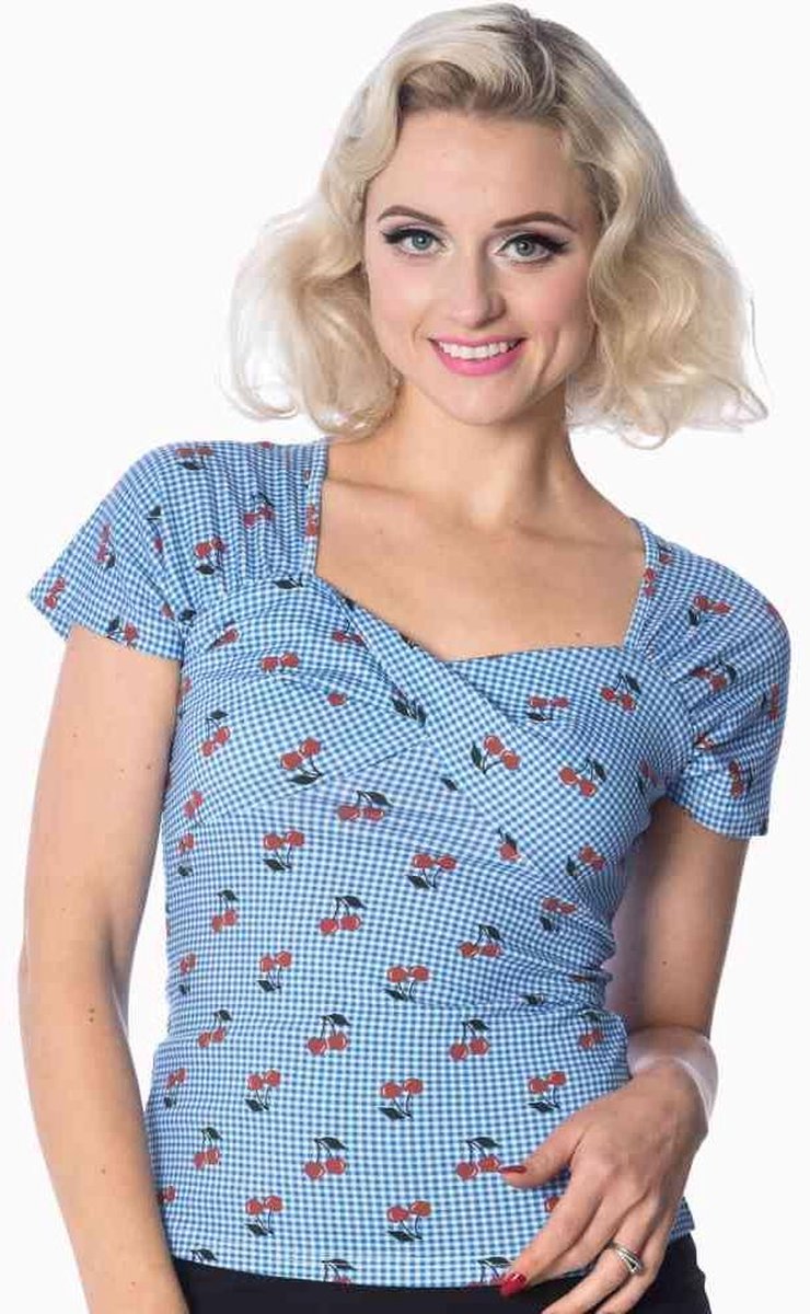 Dancing Days Top -2XL- CHERRY LOVE TWIST Blauw