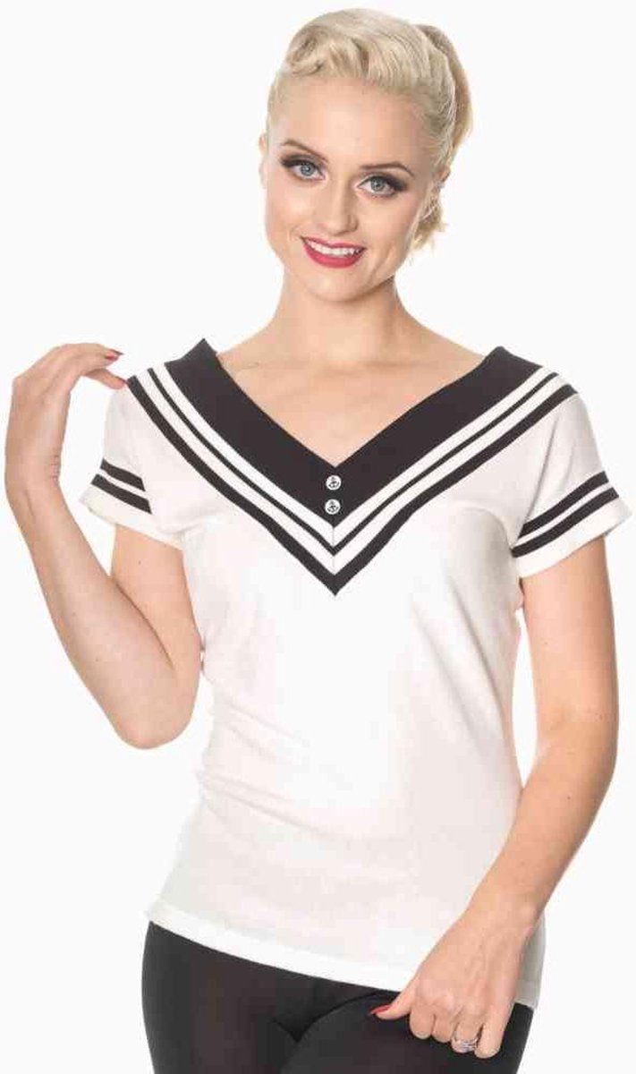 Dancing Days Top -L- Cedar Sailor Wit/Zwart