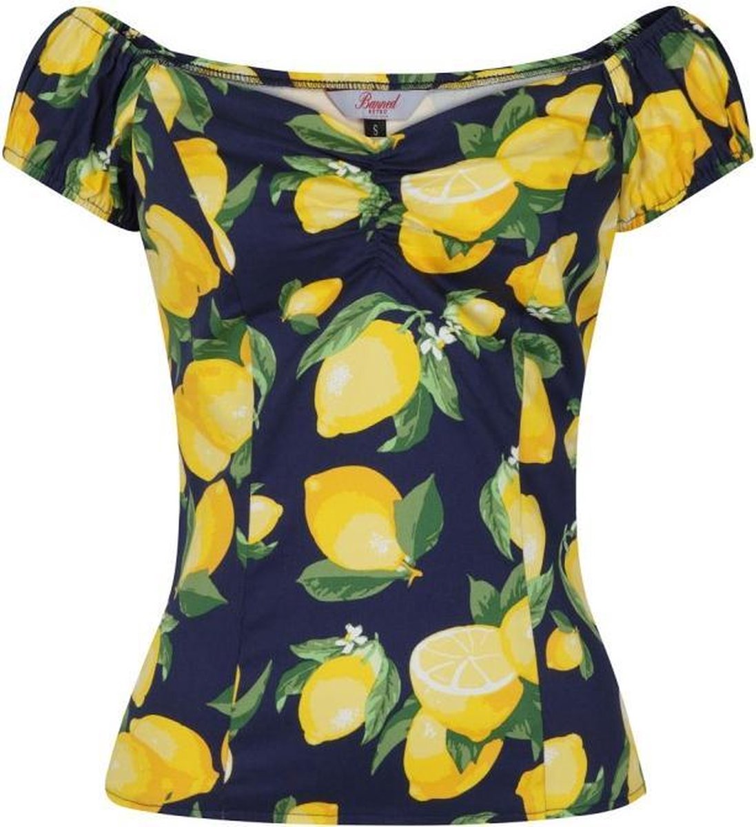 Dancing Days Top -L- LEMON OFF SHOULDER Blauw