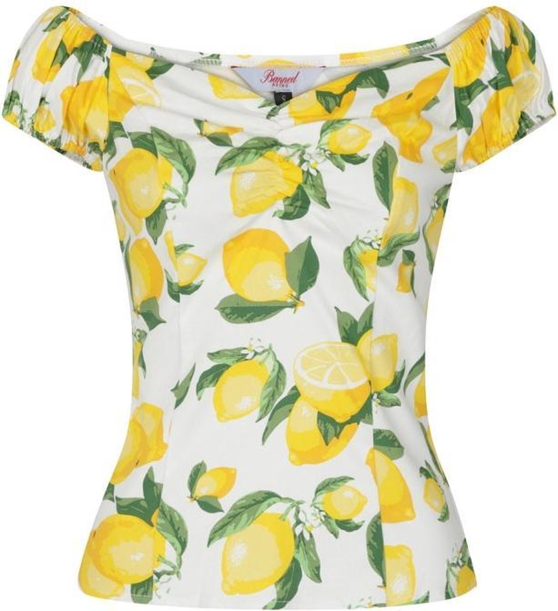 Dancing Days Top -L- LEMON OFF SHOULDER Wit