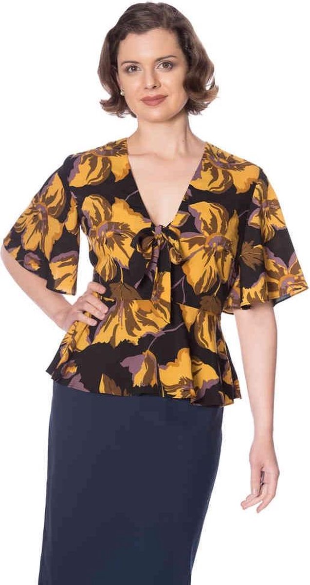 Dancing Days Top -L- POLLY PEPLUM Geel