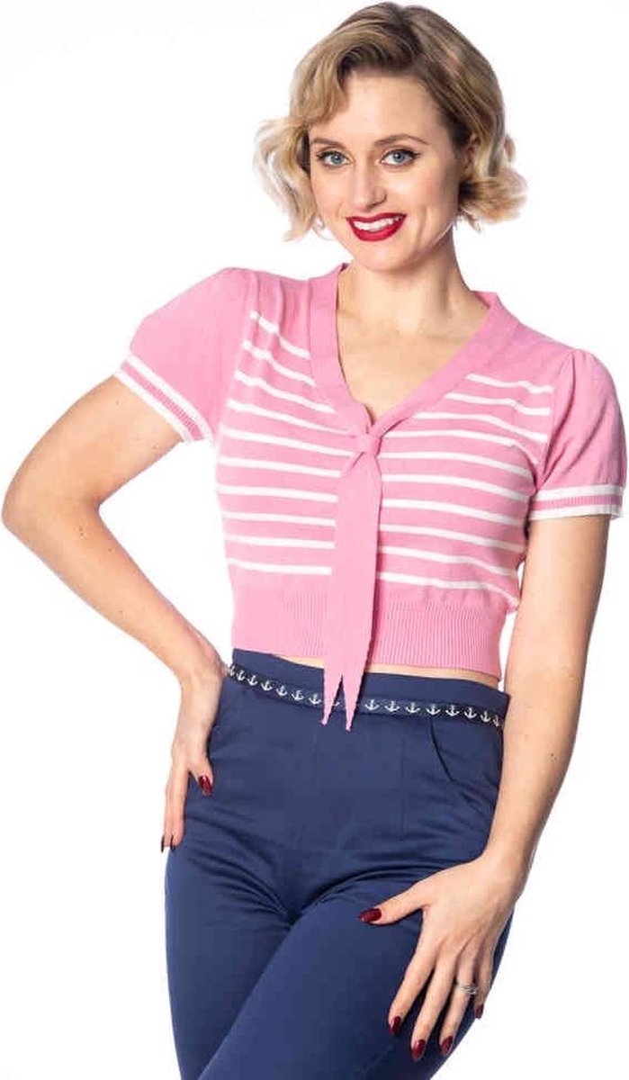 Dancing Days Top -L- SAILOR STRIPE Roze