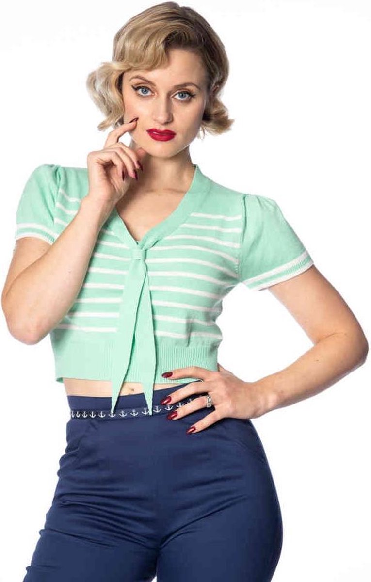 Dancing Days Top -L- SAILOR STRIPE Turquoise