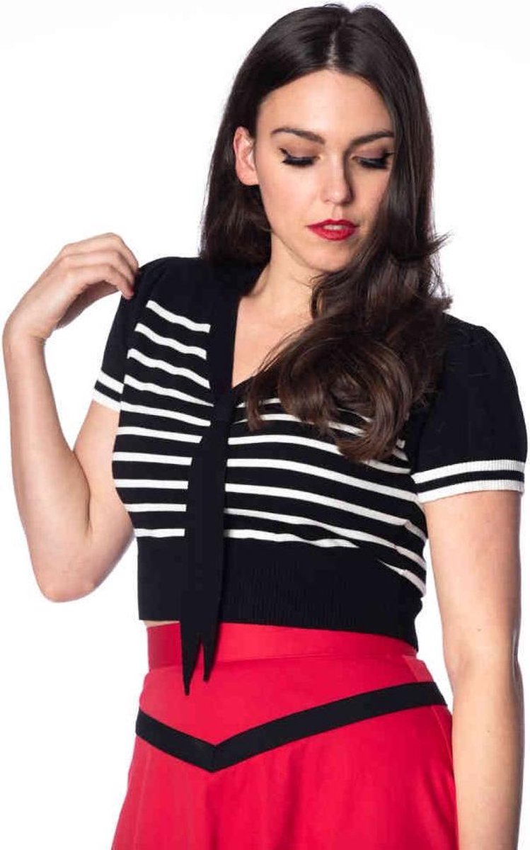 Dancing Days Top -L- SAILOR STRIPE Zwart