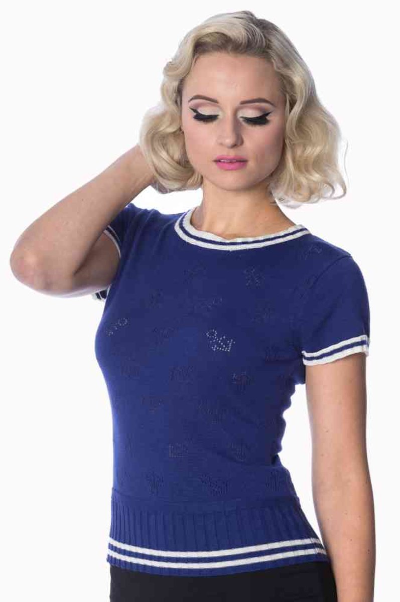 Dancing Days Top -M- SET SAIL CREW NECK Blauw