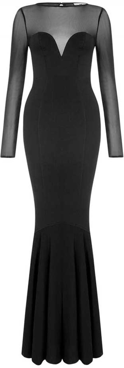 Morticia zeemeermin lange jurk zwart - L - Collectif