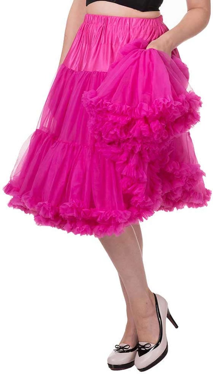 Petticoat extra lang fel roze - Vintage Retro Rockabilly - 26 inch lengte - XL/XXL - Dancing Days