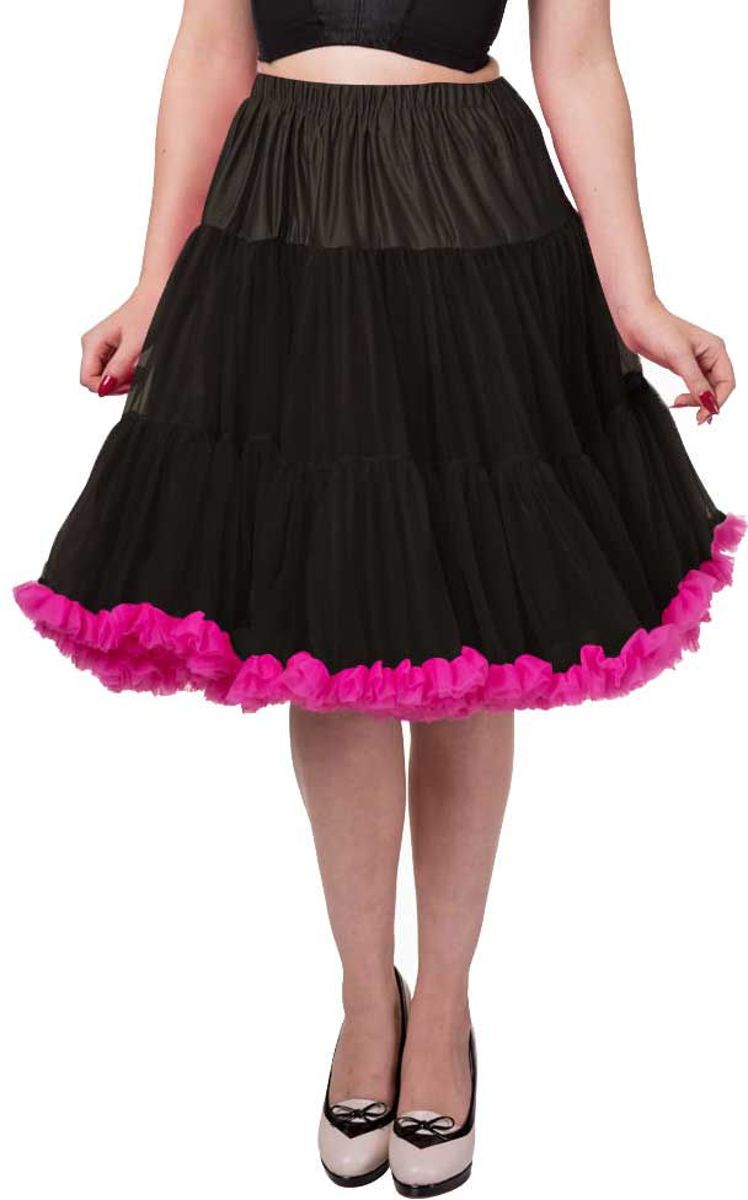 Petticoat zwart/roze - Vintage Retro Rockabilly - 23 inch lengte - XL/XXL - Dancing Days