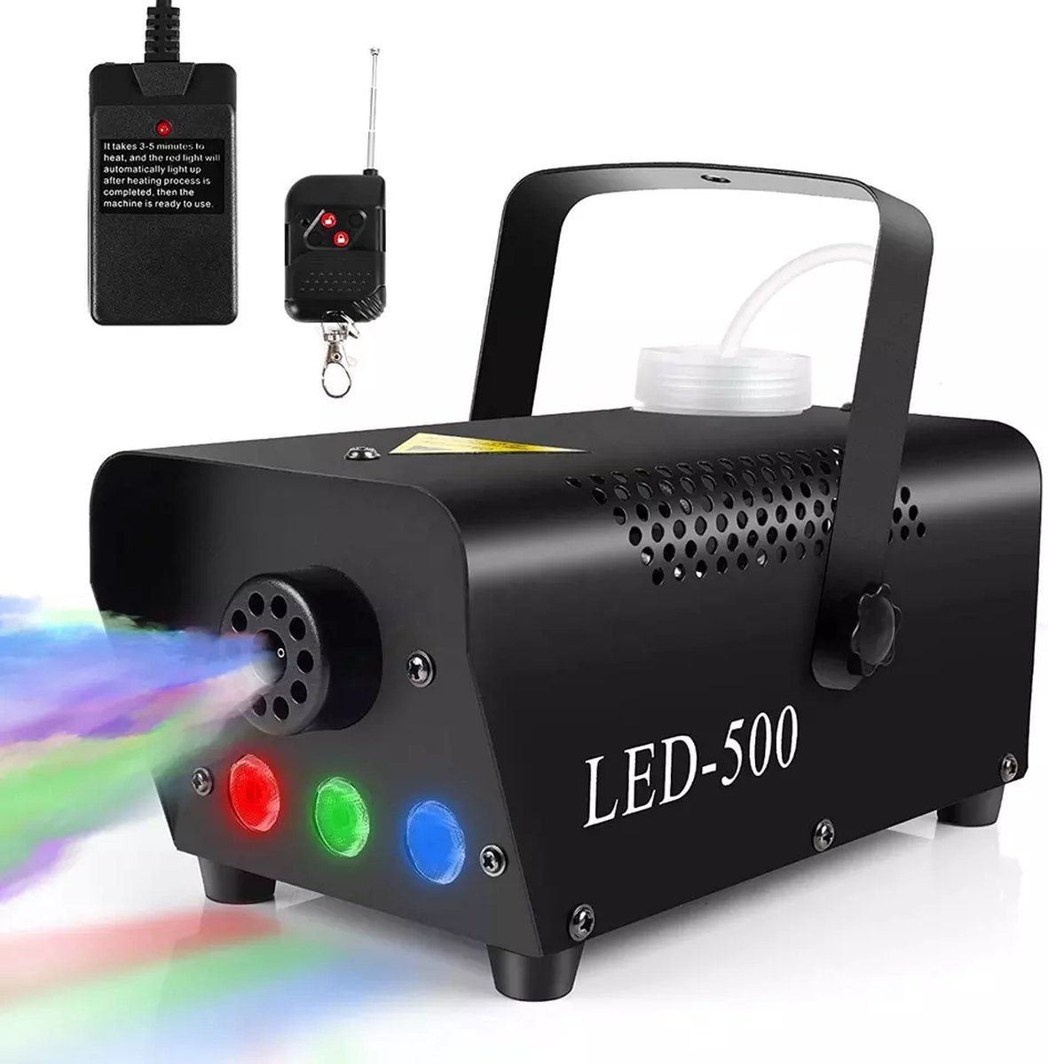 Danstar - Rookmachine met Led lichten en Draadloze afstandsbediening - 500W - Rook machine - Smoke machine - Zwart