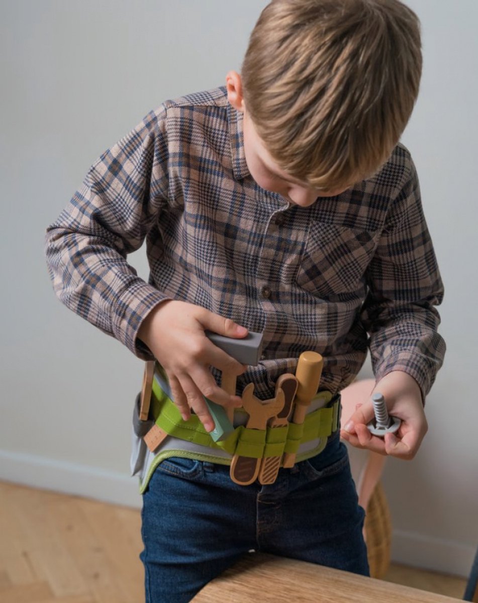 Dantoy - Gereeedschapsgordel met houten gereedschap 11-delig in doos