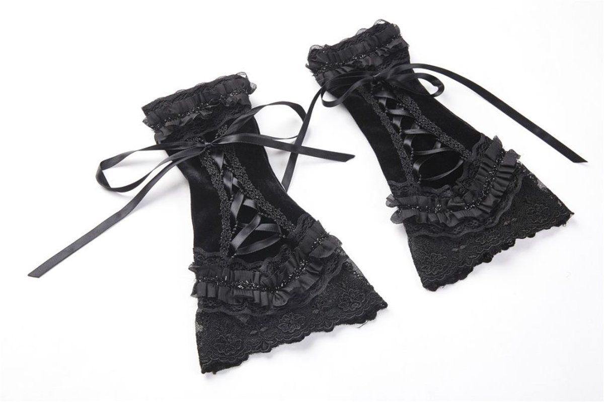 Dark In Love Handschoenen Gothic lacey Zwart