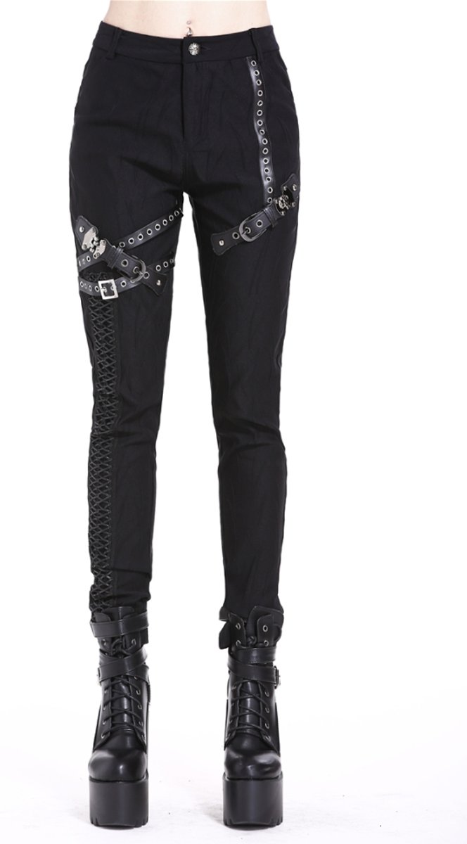 Dark In Love Skinny fit broek -XXL- Punk Harness Zwart