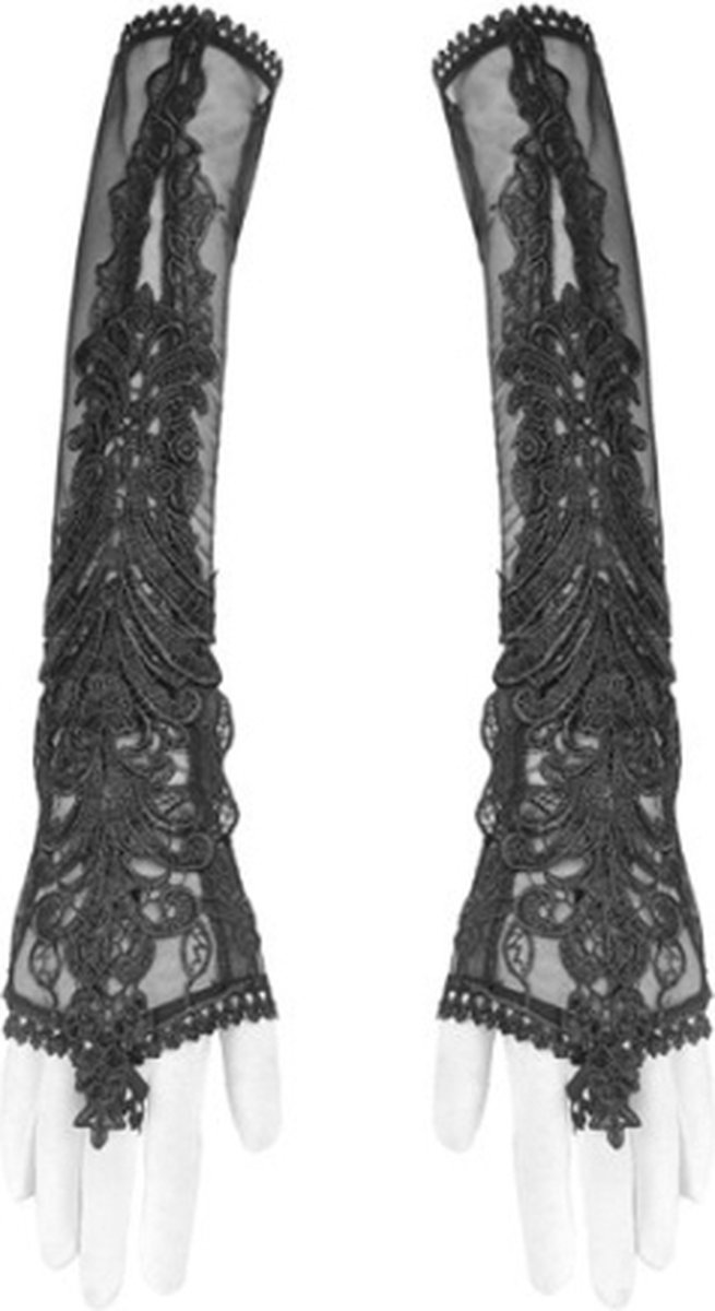 Dark in Love Handschoenen Sheer Lace Zwart