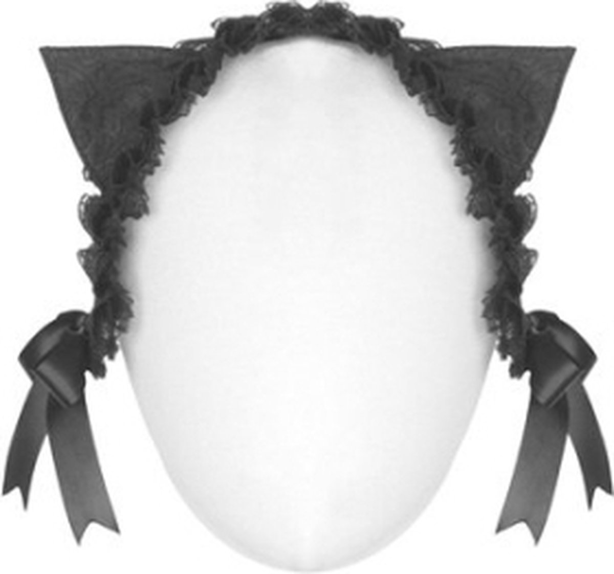 Dark in Love Hoed Cat Ear Lace Headband Zwart