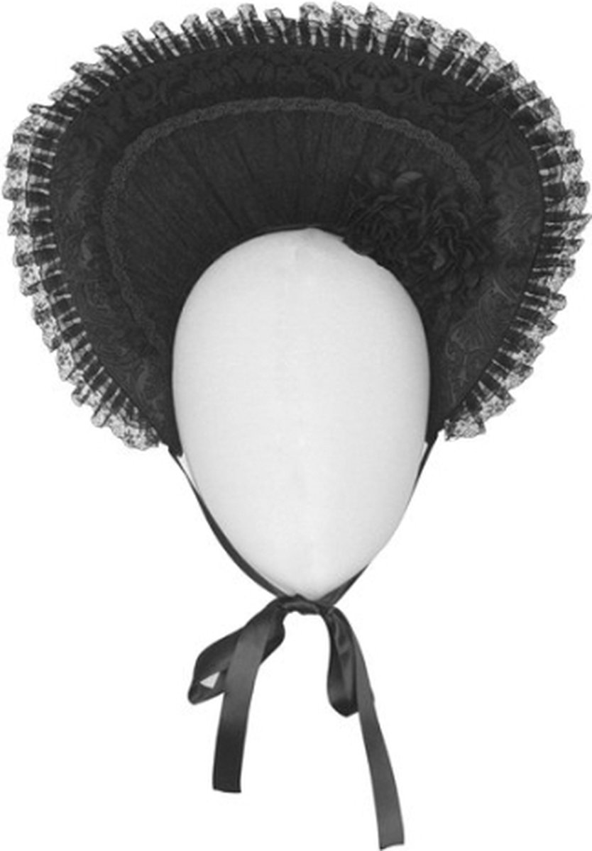 Dark in Love Hoed Lace Bonnet Zwart